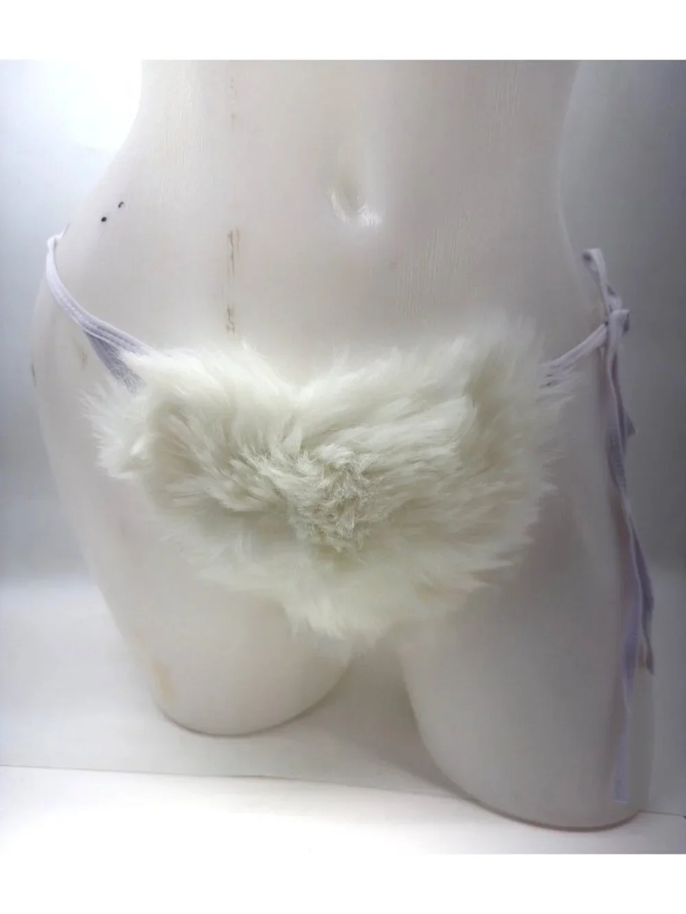 White Rave Faux Fur Two Piece Bikini Size OS